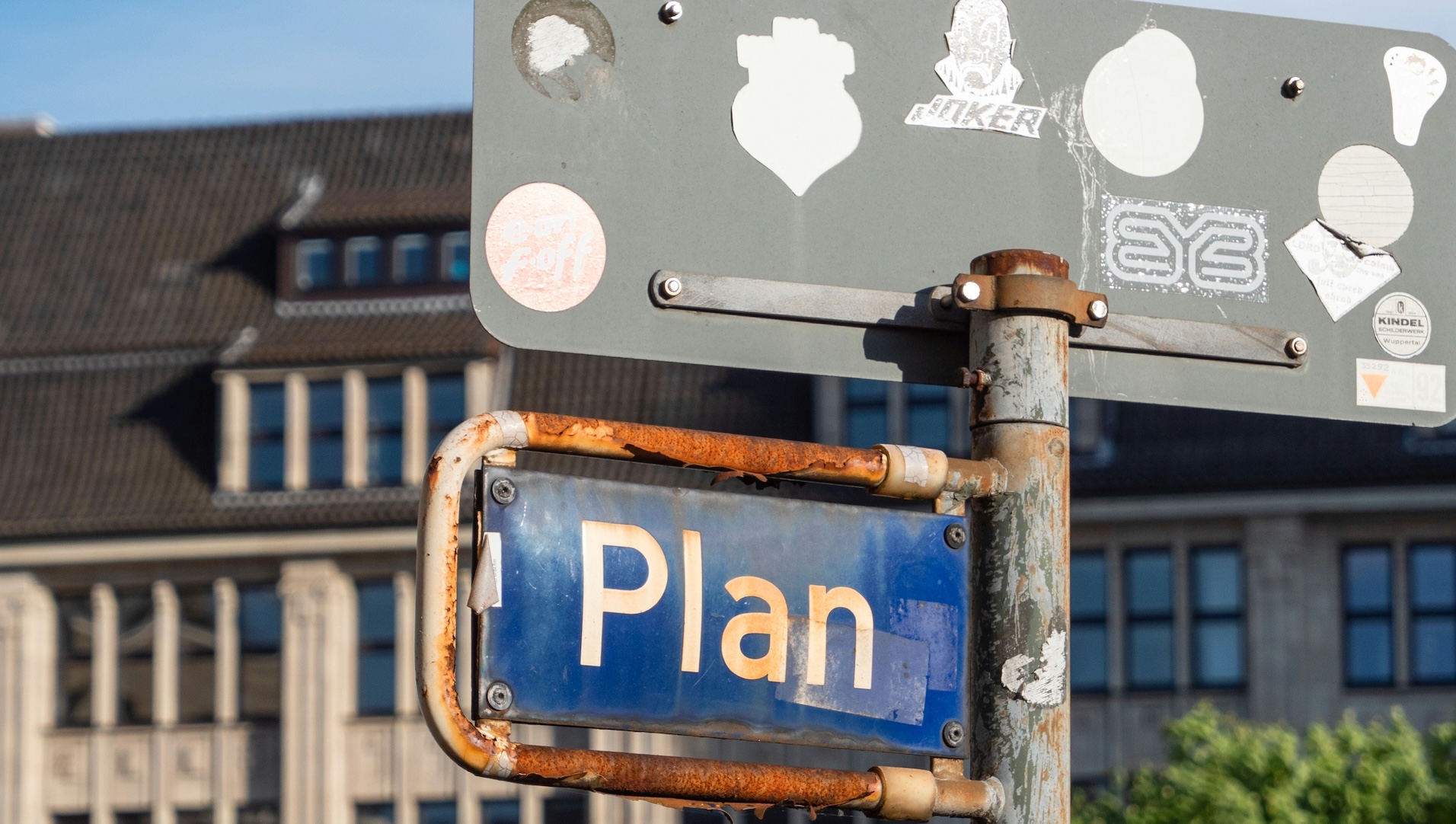 Blue street sign